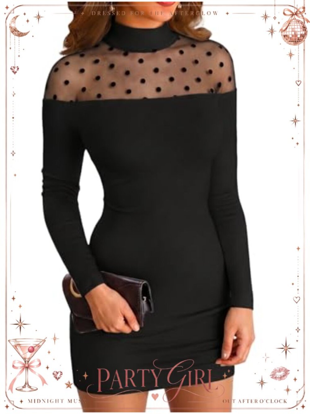 Mock Neck Ribbed Bodycon Mini Dress Long Sleeve Office Party